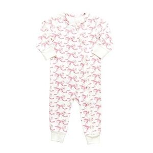 PINK CHICKEN pink bow sleeper zippy pajamas footless newborn baby size 0-3M